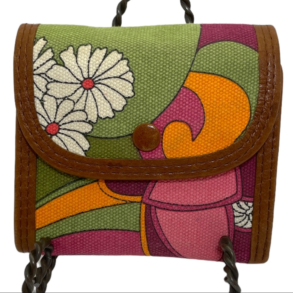 LUCKY BRAND | Canvas & Leather Psychedelic Trifold Wallet | EUC